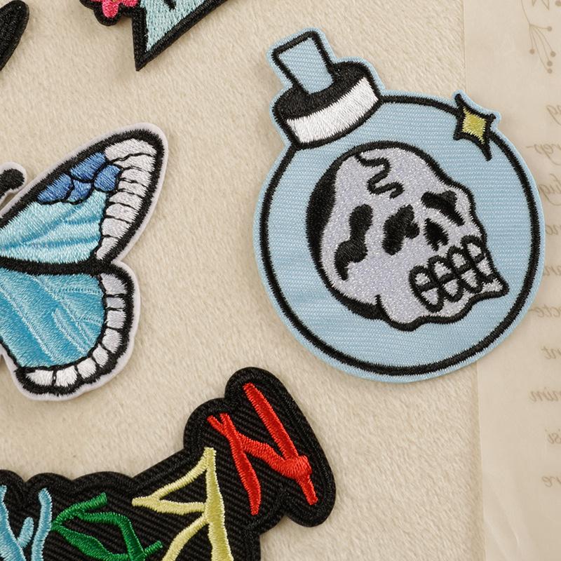Embroidery Label Cloth Logo Badge Logo Embroidery Sticker Butterfly English Adhesive-backed Patch Sticker Clothing Accessories Cloth Sticker