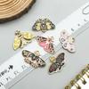 Colorful Enamel Alloy Butterfly & Leaf Pendant Charm for DIY Jewelry