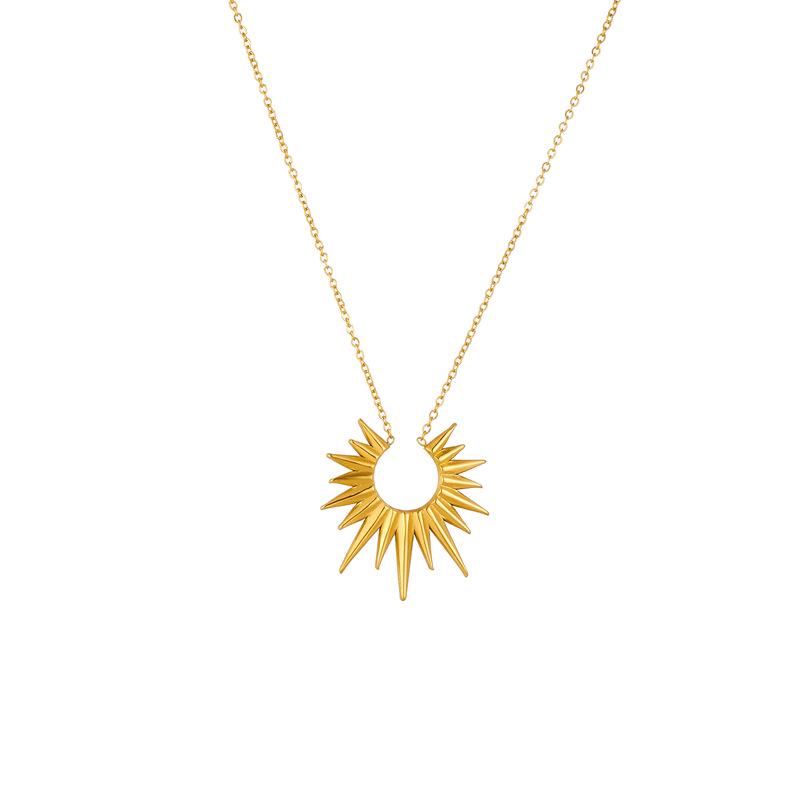 Retro Sunflower Pendant Necklace - Colorfast Titanium Steel Clavicle Chain for Women