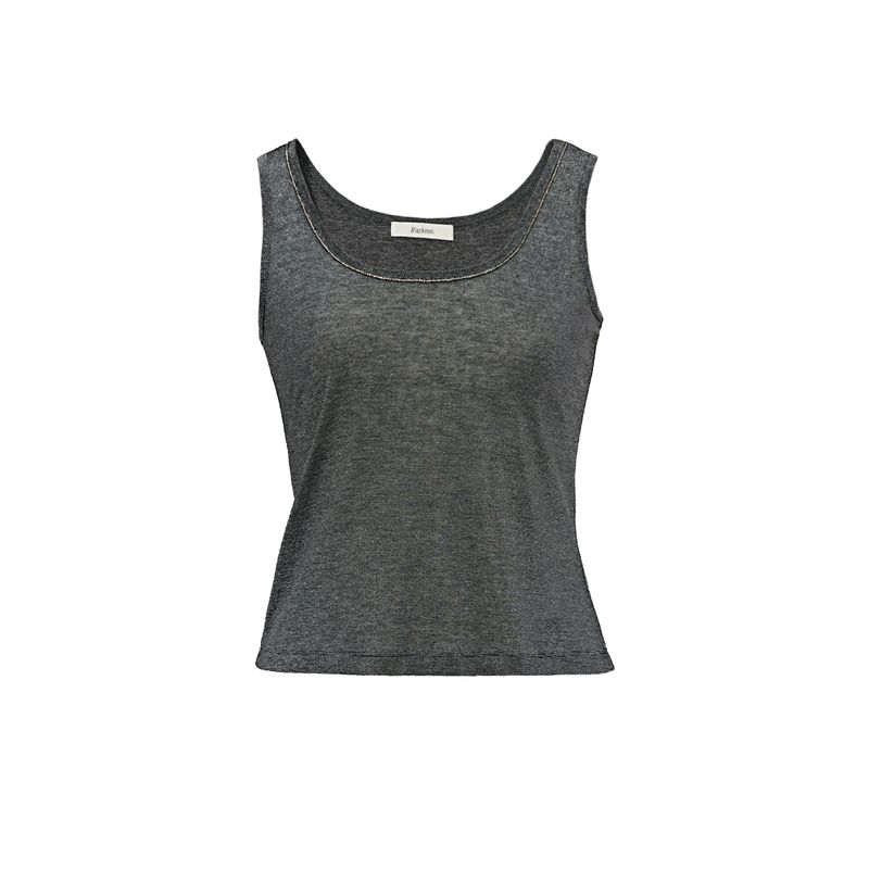 

Blacknini Silver Shirt Lyocell Wool Silver Onion Thin and Glittering Yarn Bead Necklace Decoration Gray Sun-Top Vest Light Onion Vest(In stock) M