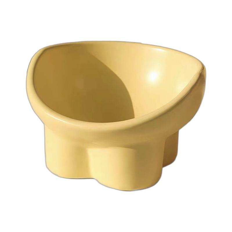Ceramic Anti-Tip Elevated Slanted Cat Bowl for Cervical Spine Protection - Suitable for Food or Water