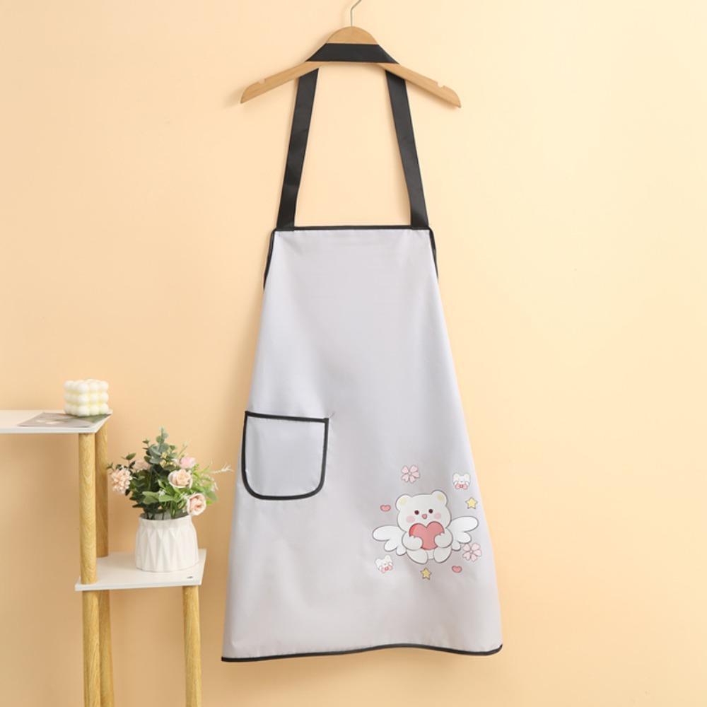 

Waterproof Kitchen Aprons Household Antifouling Cooking Baking Aprons Cartoon Cleaning Tool Work Apron Restaurant Coffee House сірий