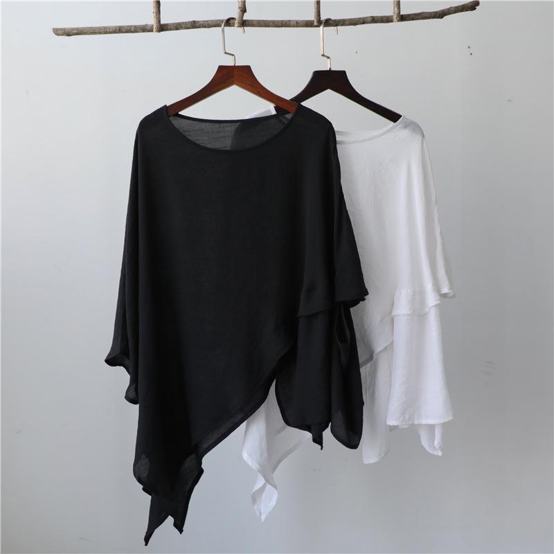 Women's Summer 2025 Irregular Hem Loose Fit Sunscreen T-Shirt