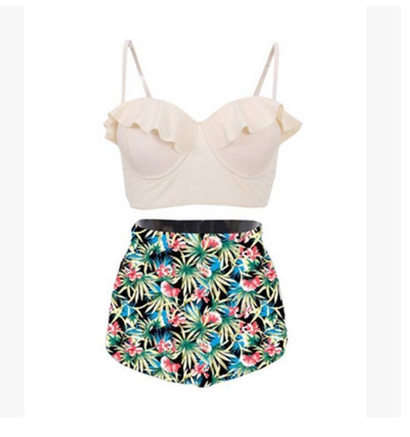 Women Personality Fashion Ruffles Plaid Floral Zebra Bikini Set Swimsuit For Trendsetters
