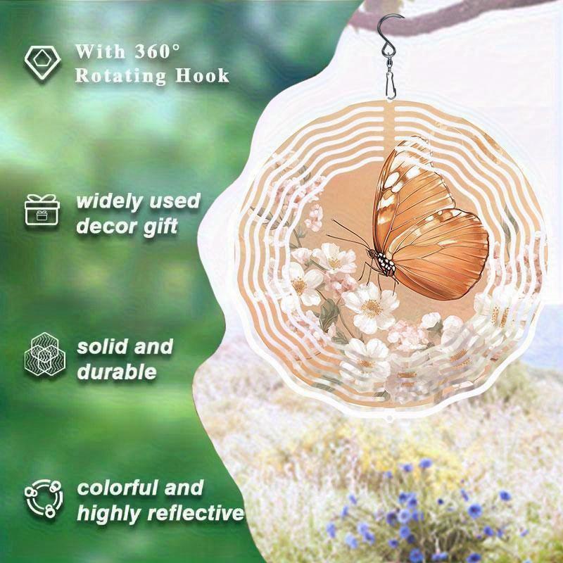 10 Inch Hanging Wind Spinner with 360 Degree Hook for Balcony Garden Decor Spring Summer Outdoor Decoration