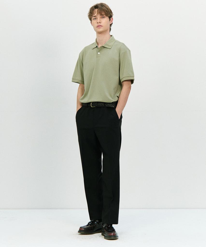 BASIC HOUSE Tr Spandex Loose Tapered Hidden Banding Slacks Lzpt3102