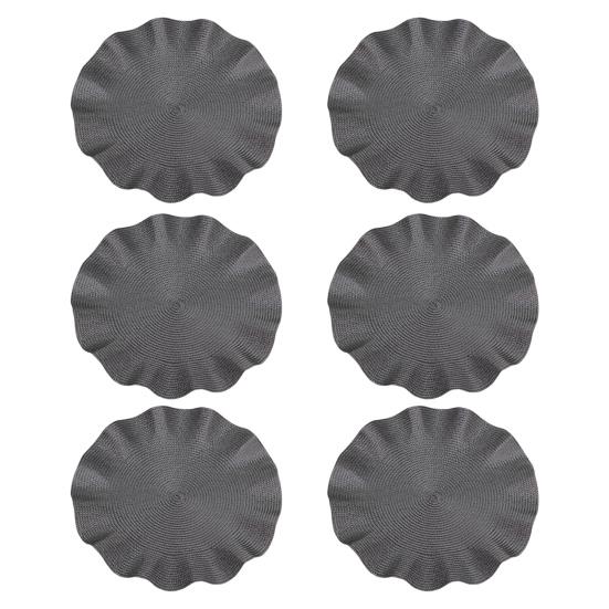 

6 шт./компл. круглых салфеток под приборы, набор, плетеный дизайн, моющийся нескользящий обеденный коврик, гофрированный край, термостойкий коврик для стола 6pcs