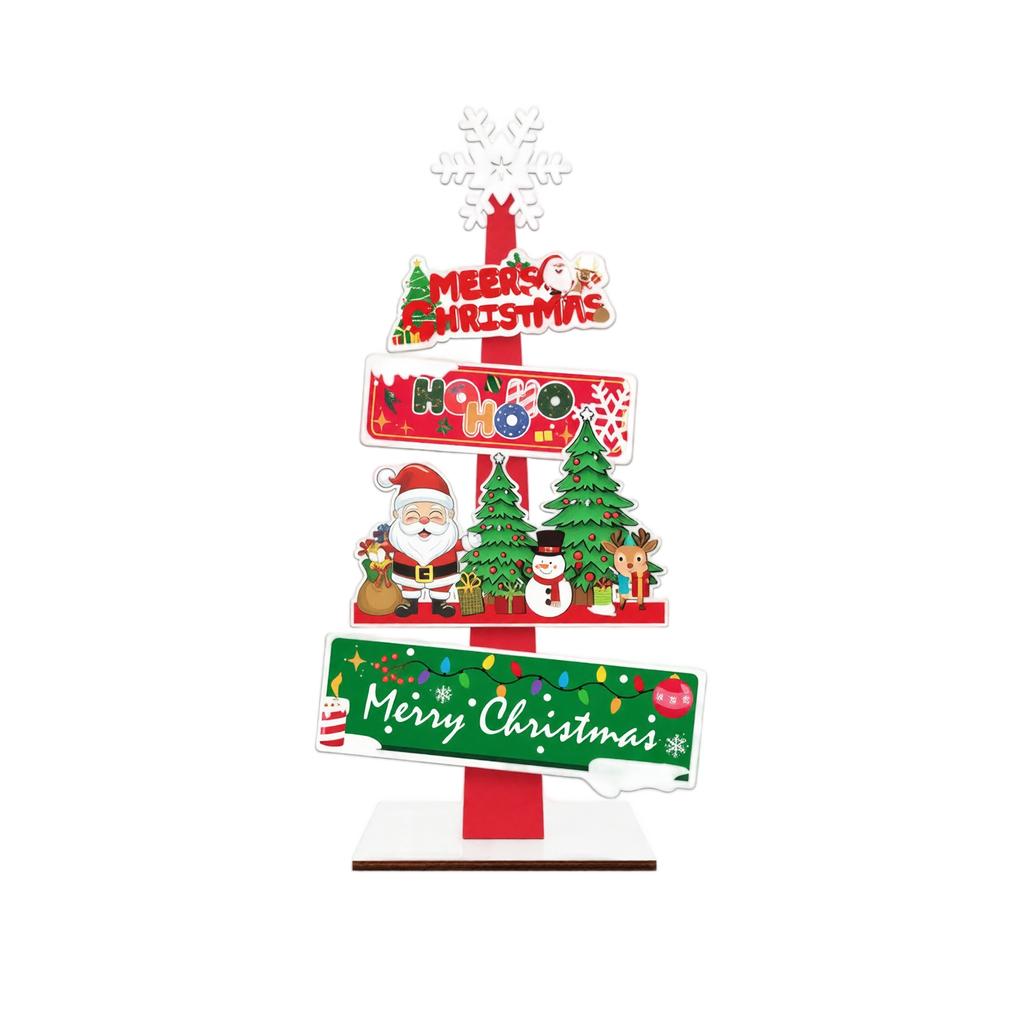 Wooden Christmas Tree Tabletop Decoration - Holiday Desktop Ornament for Festive