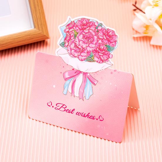 Holiday Blessing Card 10Pcs 3D Bouquet Greeting Card, Thank You Best Wishes Folding Floral Note for Mother's Day Father's