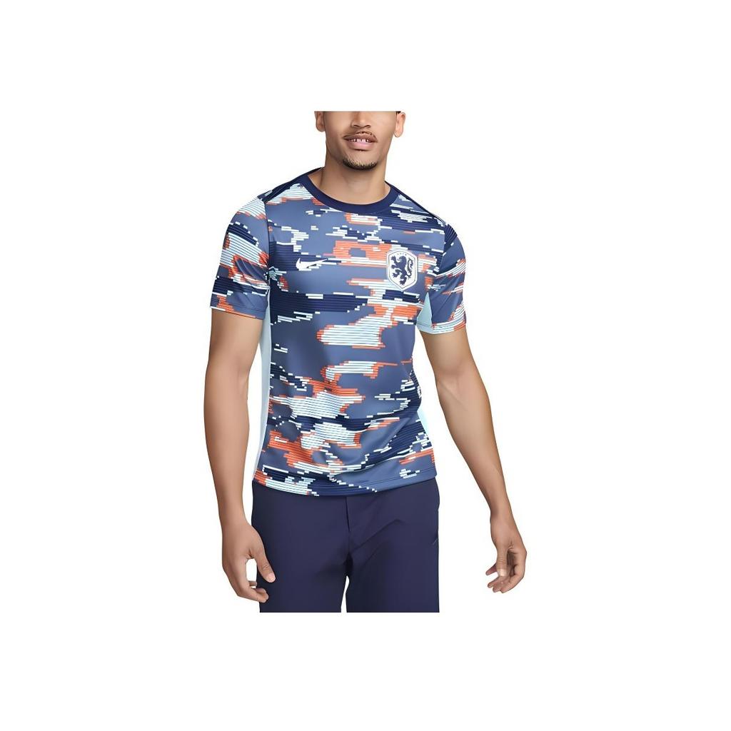 Nike Netherlands Academy Professional Camouflage Casual Pullover Short Sleeve T-Shirt Men Tops Blue White FJ2732-492