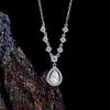 S925 Sterling Silver Tassel Droplets Pendent Necklace for Women Adjustable Shining Zircon Choker Collarbone Chain Party Jewelry