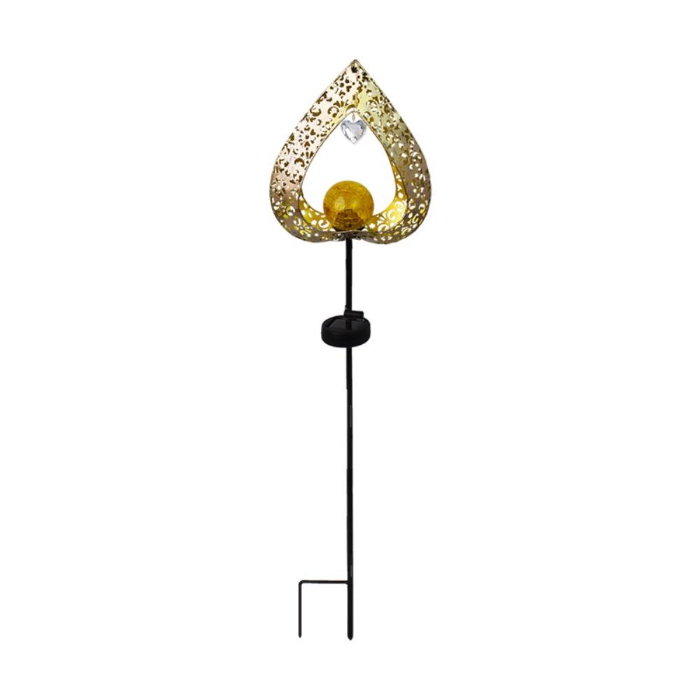 Solar Powered Garden Light Featuring Romantic Love Shape and Hollow Ironwork for Outdoor Decorative Illumination