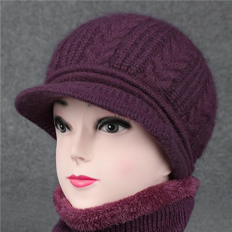 Duck Tongue Elderly Hat Granny Autumn Winter Rabbit Woolen Hat Knitted Warm Pot Hat Middle aged Mother with Velvet
