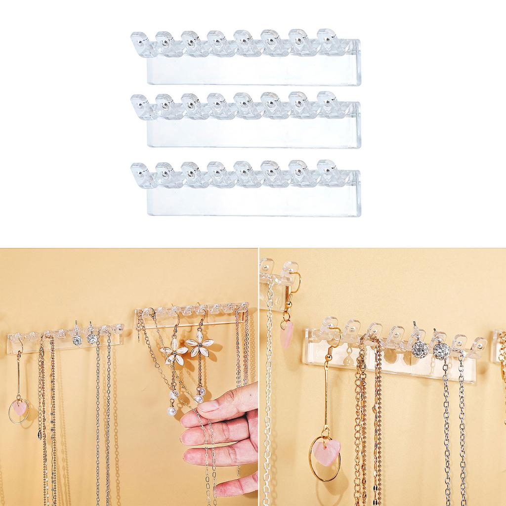 Sturdy Earrings Necklace Holder Wall Mounted Jewelry Organizer with Hooks for Necklaces Bracelets and Rings Display