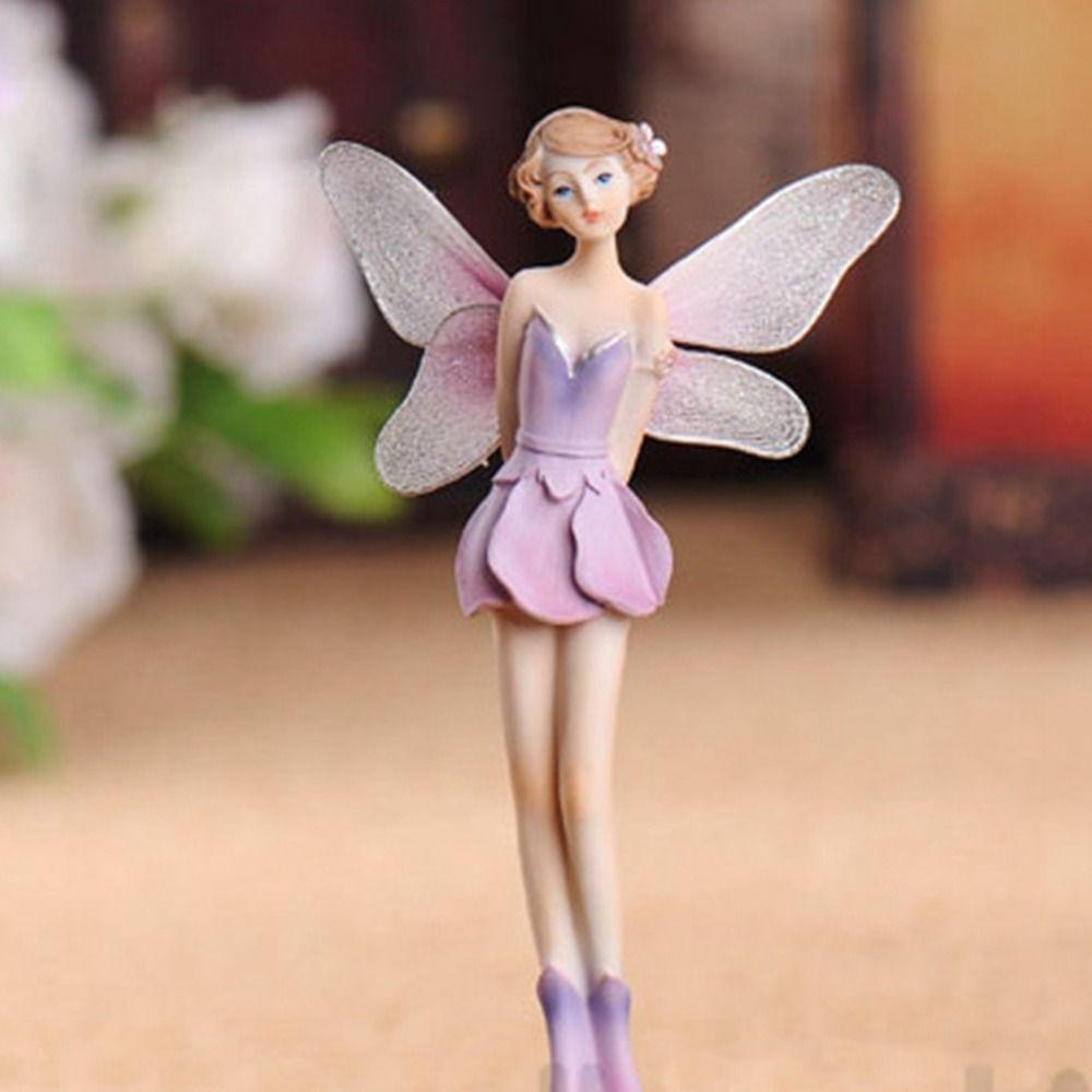 Winged Fairy Girl Miniature Purple Angel Flying Miniature Crafts Flower Fairy Figurine  Desktop