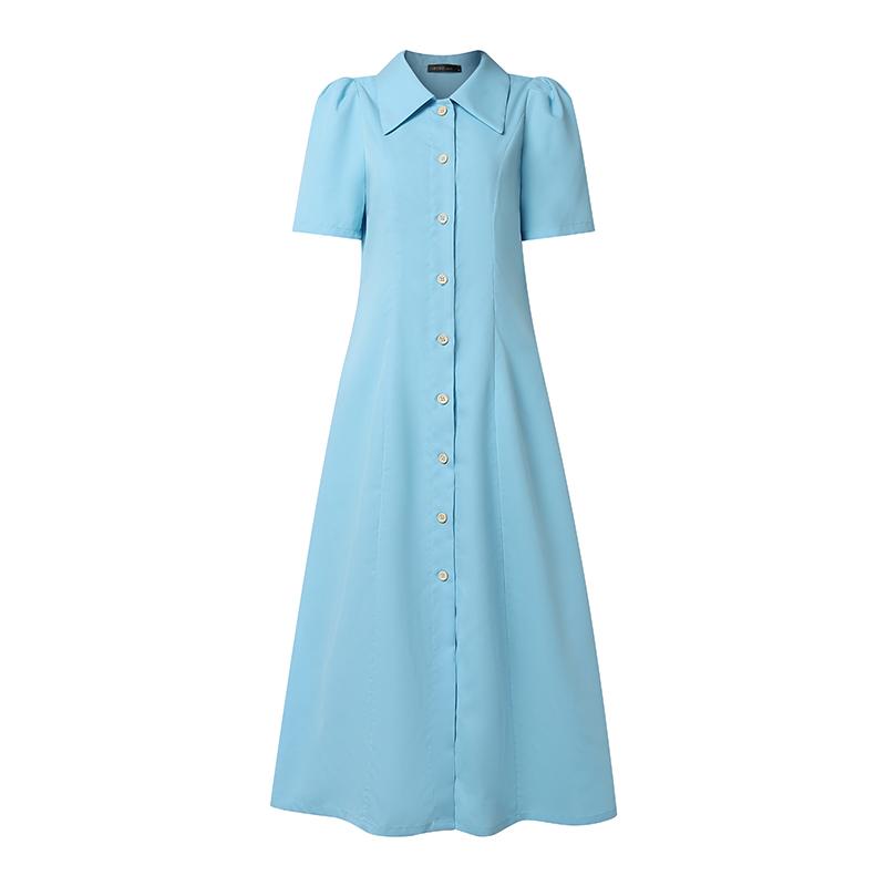 ZANZEA Women Casual Turn Down Collar Summer Short Sleeve Dress