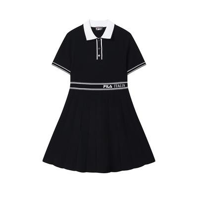 White Series Versatile Slim Fit Fashion Comfortable Polo Collar Short Sleeve Dress Women Dresses Legendary-Blue F11W523303F-NV