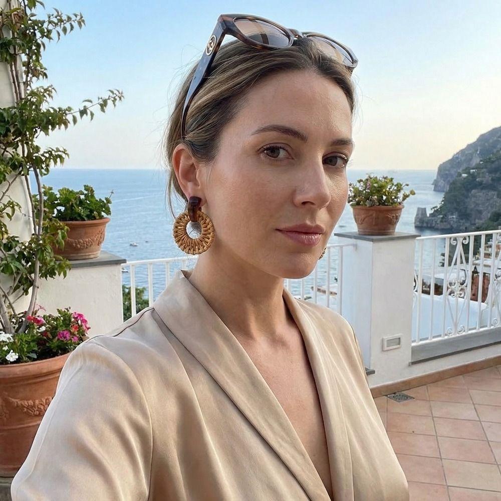 Runde böhmische Ohrhänger Blume Geometrische Ohrringe Süßer Strandschmuck Damen