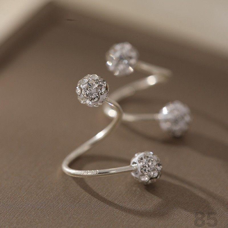 Super flash full diamond stud earrings female thread screw buckle personalized fashion earbone nails sleep free to remove clay ball 