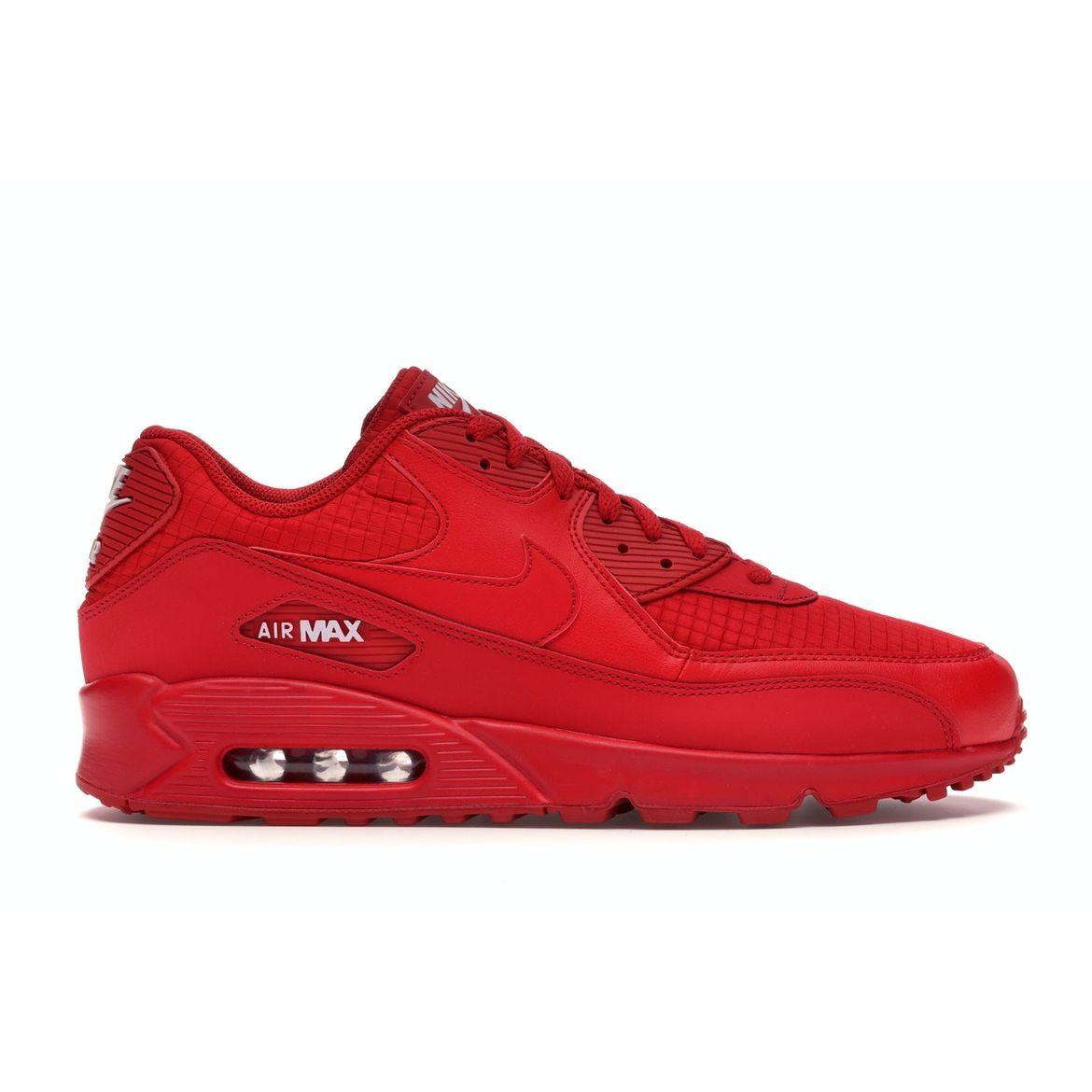 

Кроссовки Nike Air Max 90 Essential University красные мужские белые AJ1285-602