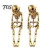 Hypoallergenic Punk Skeleton Jewelry 2Pcs Earrings for Women, Gothic Alloy Drop Earrings, Trendy Grunge Style Skull Dangle Halloween Party &