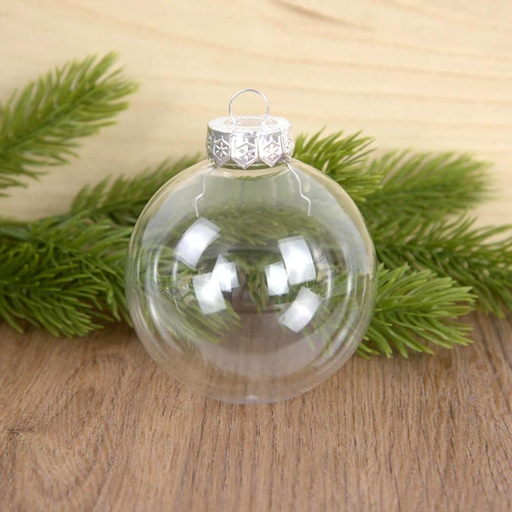 6Pcs PET Clear Plastic Christmas Ball Fillable Plastic Bauble Xmas Tree Hanging Ornaments  Wedding