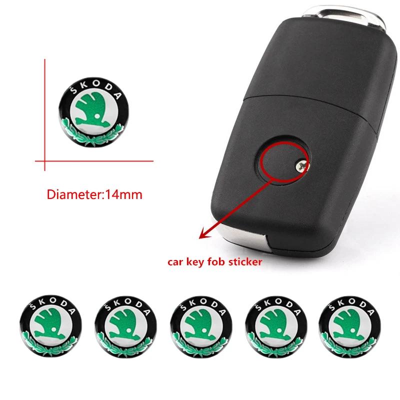 5 szt. 14 mm Naklejki z logo samochodowym na kluczyk z pilotem do Skoda Octavia Superb Rapid Kodiaq Karoq Fabia Kamiq Enyaq Vision Yeti