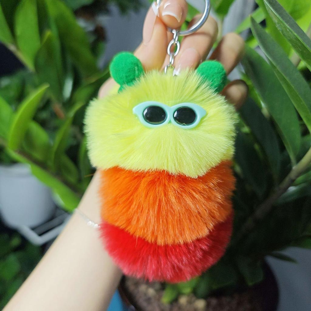 Cute Caterpillar Keychain Cartoon Plush Pendant Doll Bag Pendant Creative Car
