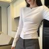 Premium Black One-Shoulder Long-Sleeve Korean Style Women's Innerwear Top 2025