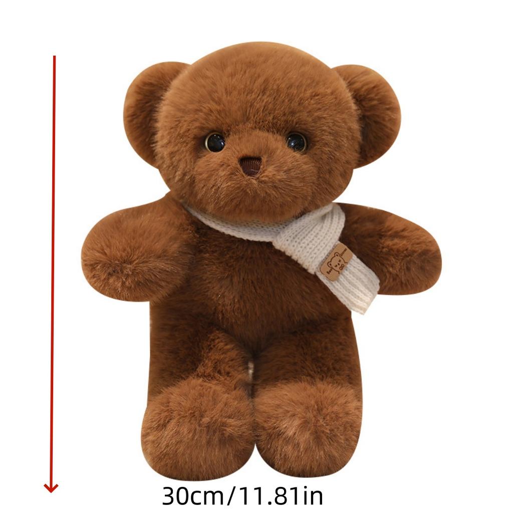 1pc 30cm/11.81in Cute bear doll plush toy hugging bear doll bed bed with sleeping teddy bear girl doll birthday gift