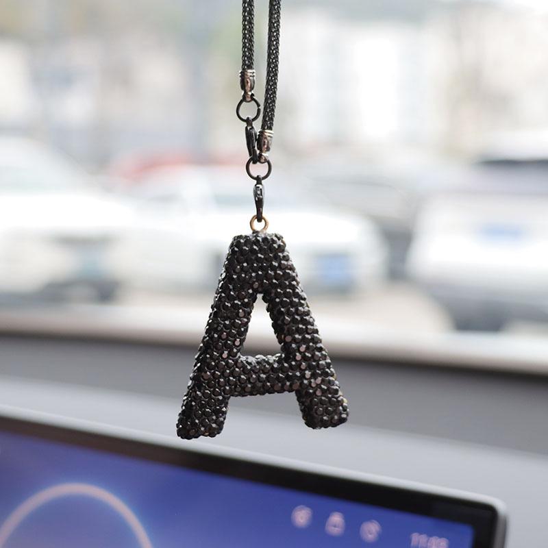 Rhinestone Ceramic Cross Pendant for Car Mirror Decor