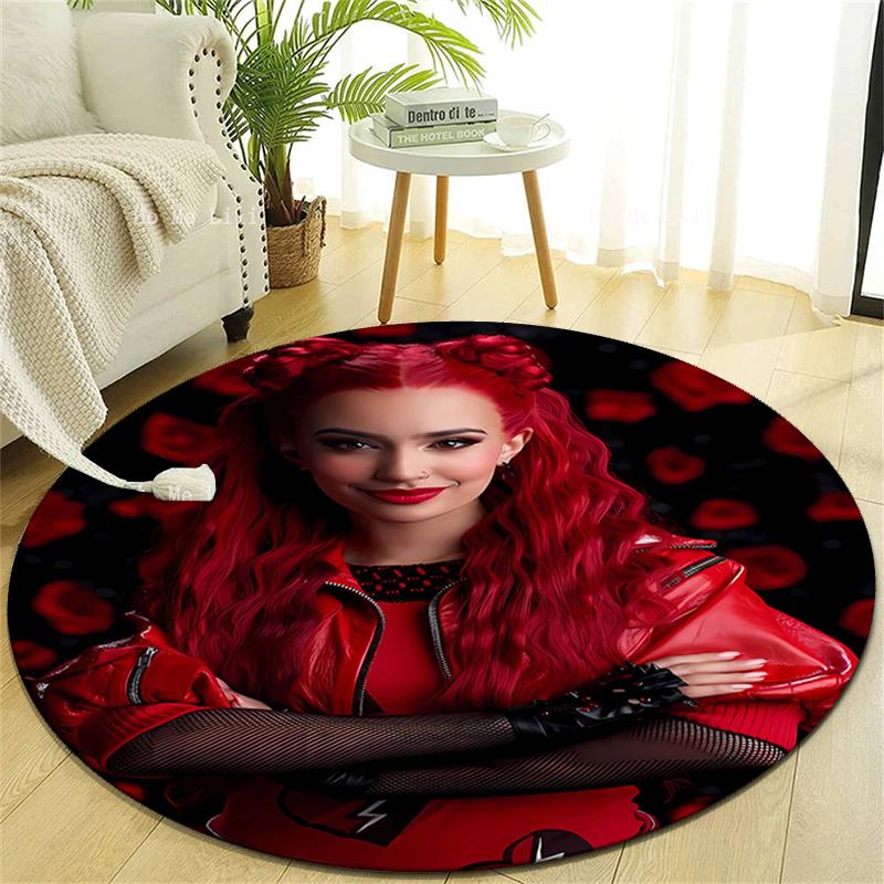 1pc Descendants The Rise of Red1 Design Printed Area Round Carpet for Bedroom Living Room Home Decor Rugs Mat Non Slip Mat Rug for Bedside