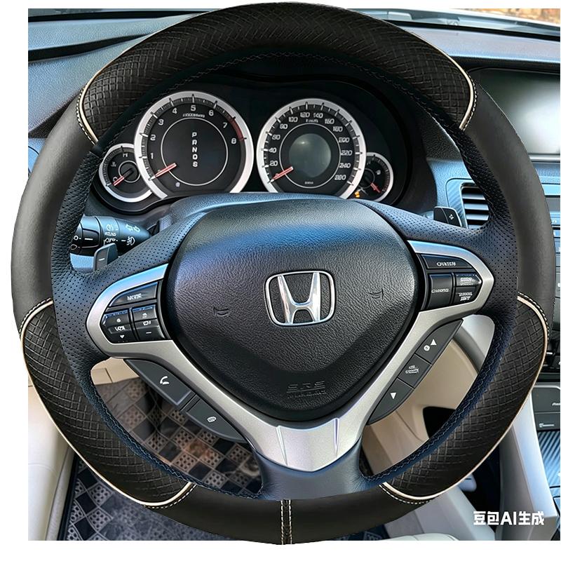 Hand-stitched Non-slip Black Microfiber Leather Car Steering Wheel Cover For Honda Spirior OId Accord