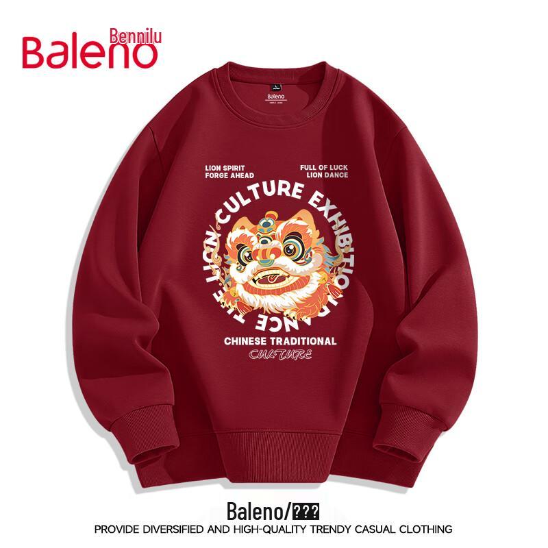 Baleno Men's Heavyweight Loose Fit Lion Dance Print Sweatshirt