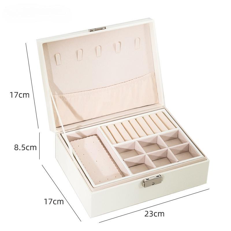 Dubbellaagse Houten Sieradendoos Ringdoos Sieradendozen en Verpakking met PU Leer Sieraden Opbergorganizer en Make-up Koffer