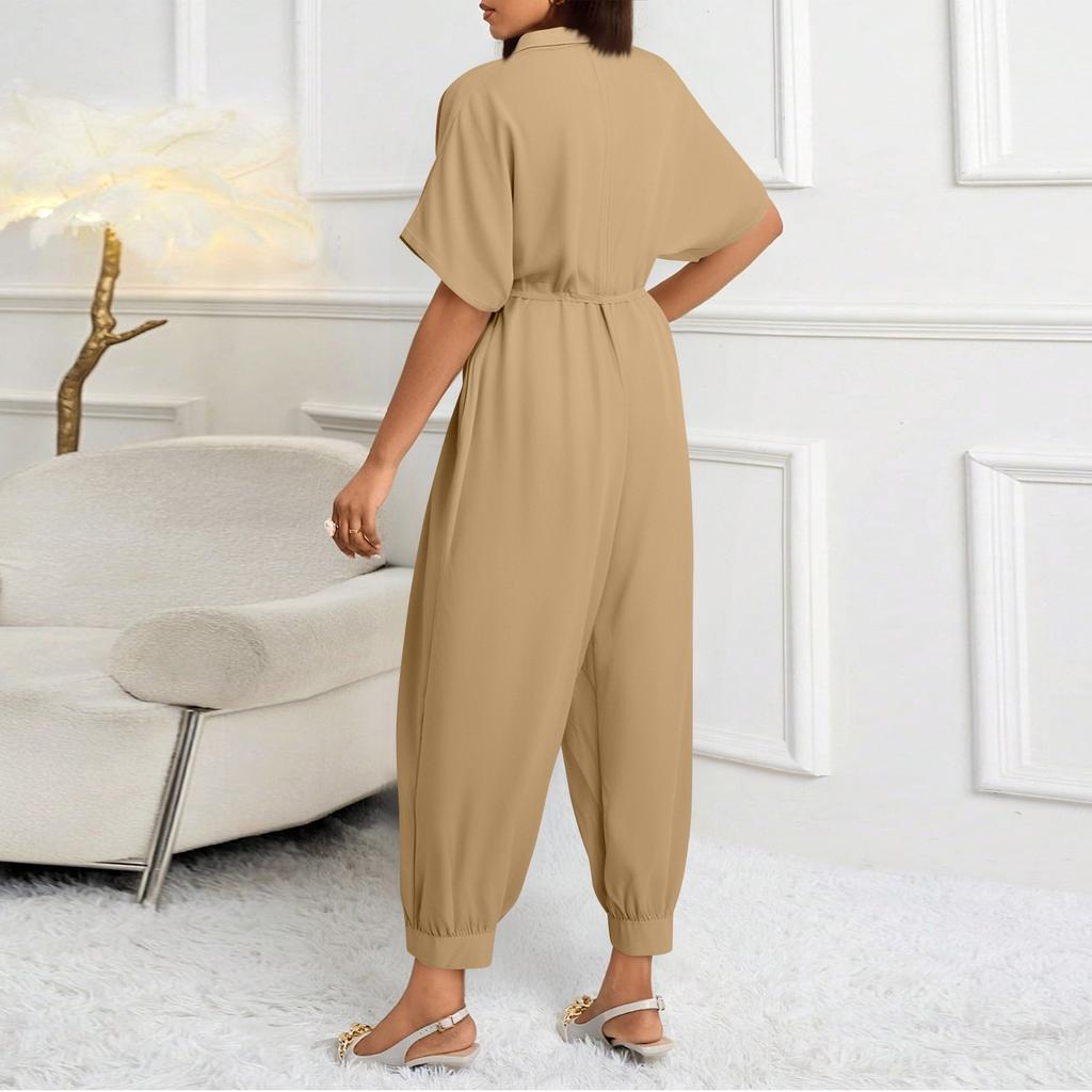 Women's Summer Short Sleeve Jumpsuit Casual Comfort Loose Jumpsuit