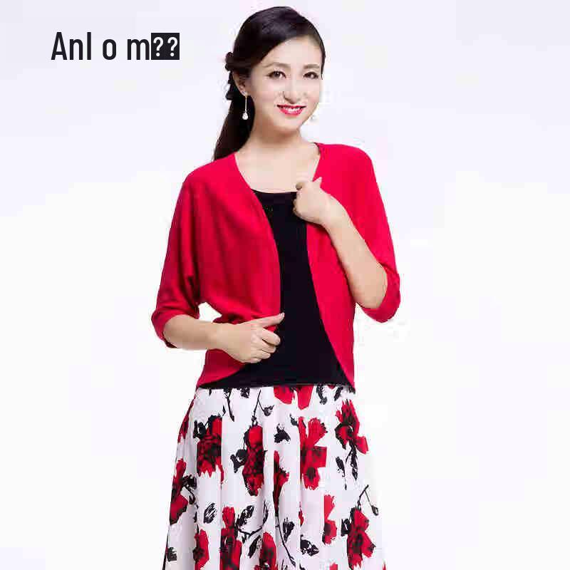 

Женский вязаный кардиган Anlom с V-образным вырезом и рукавами пять четвертей 5XL