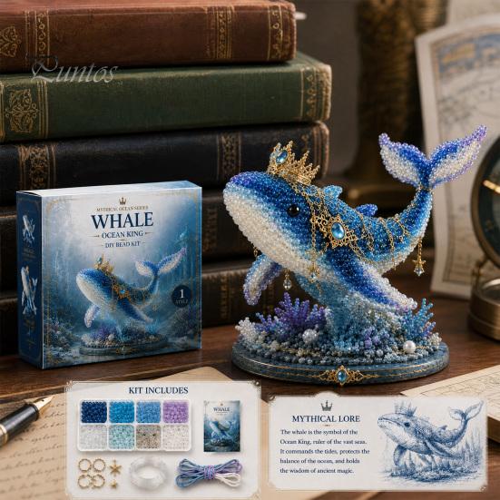 DIY Bead Kit Mythical Ocean for Beginners, 3D Beaded Animal Making with Instructions, Crystal Unique Sea Designs Beads and Pattern Guide, Underwater