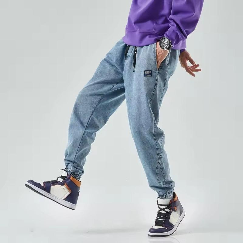 

Мужские джинсы больших размеров, модные повседневные джоггеры, гаремные джинсовые брюки, хип-хоп, новые джинсы на резинке, мужские брюки 8XL синий
