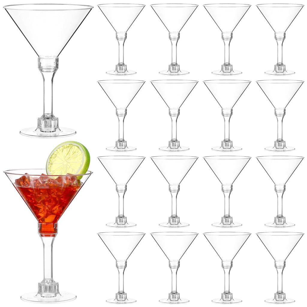 Luxshiny Plastic Cocktail Glasses, Set of 20, 5.07 oz, Clear, Short Type, Stable Design, Disposable Party Cups, Suitable for Wine, Table Decoration