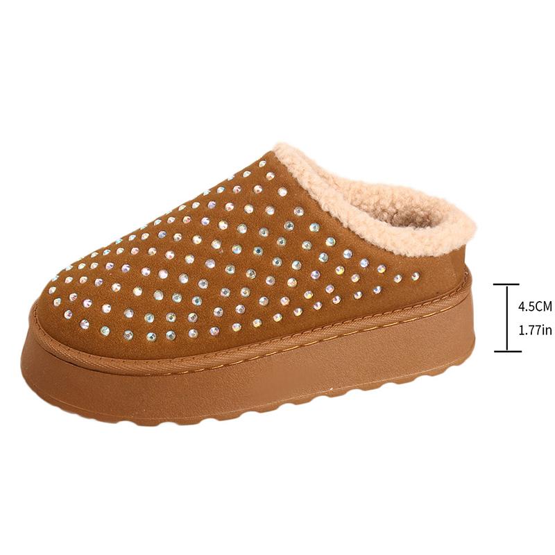 Platform Plush Slippers Women 2025 Warm Non Slip Winter Cotton Shoes Woman Thick Sole Fluffy Snow Boots Female