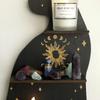 Wooden Wall Catshaped Shelf Gothic For Crystals Decor