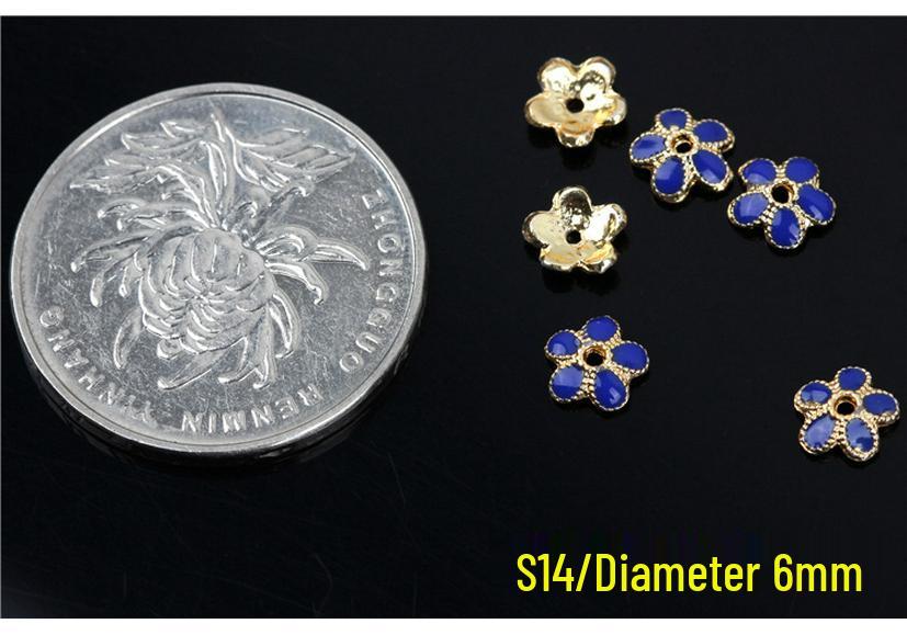 Copper Enamel Flower Beads for DIY Jewelry - 6mm