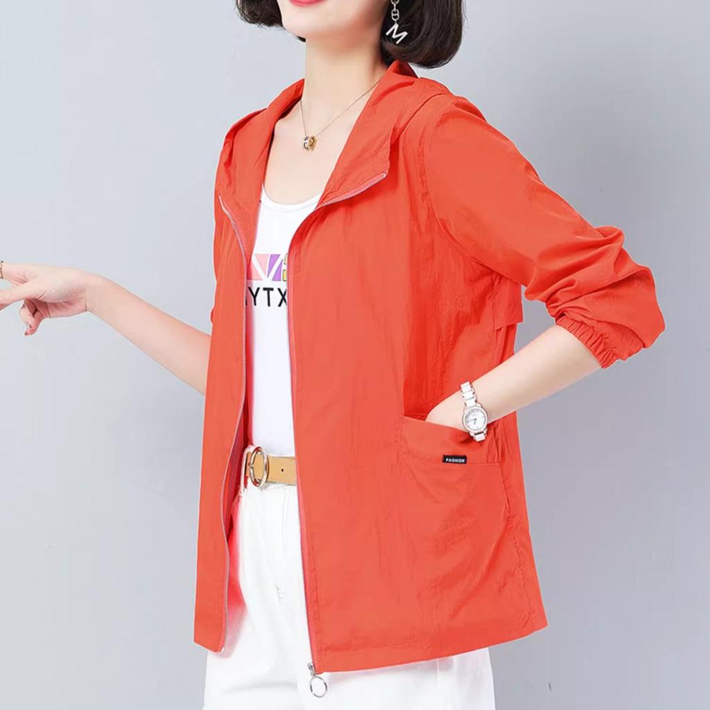 Sun Protection Clothing Women's Summer Large Size Loose Thin Cardigan Short Jacket Middle-aged and Elderly Sun Protection Clothing