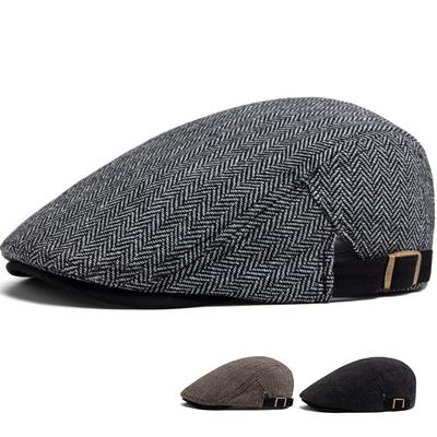 Neue Fischgräten-Baumwoll-Vorwärtskappe Herren Frühling und Herbst Retro-Kappe Mittleren Alters und Ältere Baskenmütze