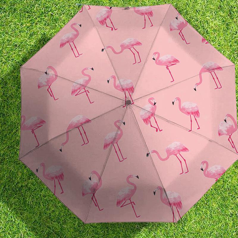 1ks Růžový plameňák Vzor Design deštníku Automatické otevírání a zavírání Deštník, Vysoce kvalitní Cestovní deštník, c1128041