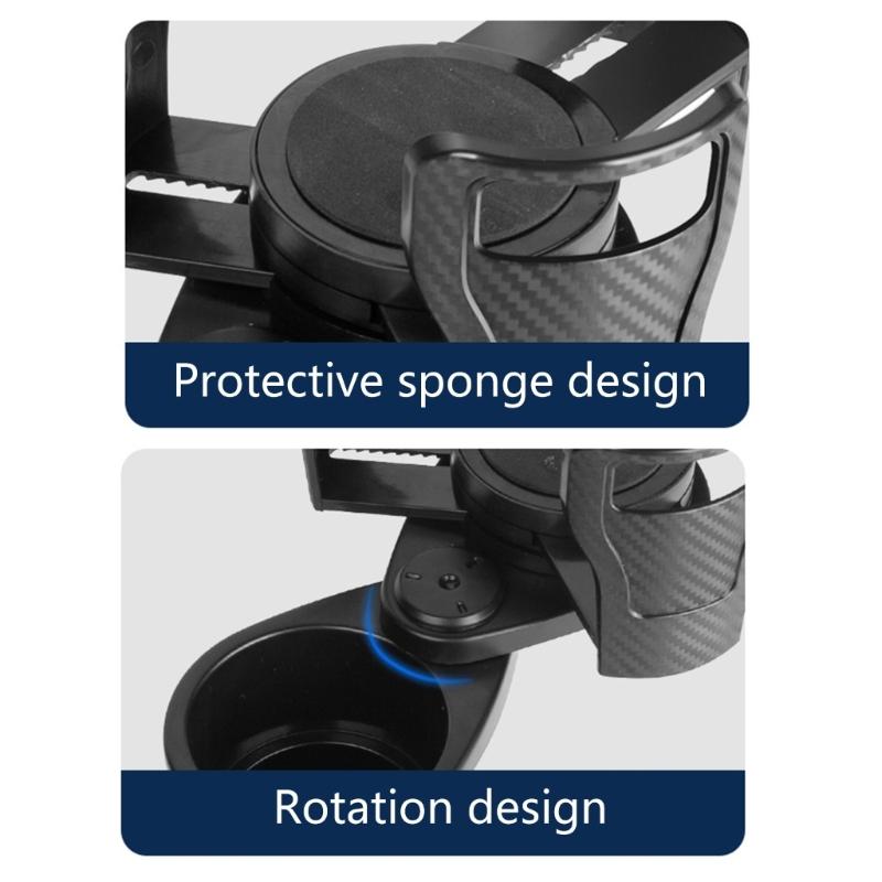 Car Drink Beverage Storage Solution Flexible Adjustment Carbon Fiber Look 360 Degree Rotating Base for Frequent Drivers