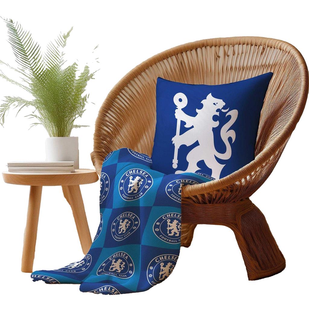 Chelsea FC Polyester Checkered Fleece Blanket