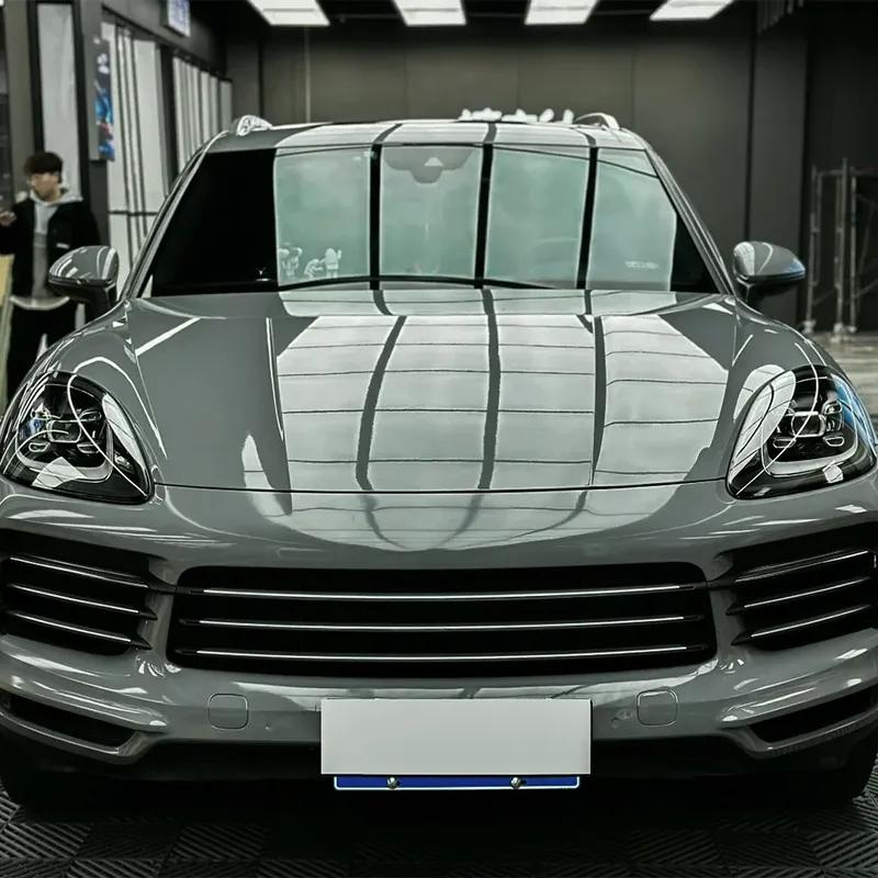 High Glossy PET Nardo Grey Vinyl Wrap Film Waterproof Car Sticker Body Decor Self-Adhesive Decal Auto Motorcycle DIY Accessories