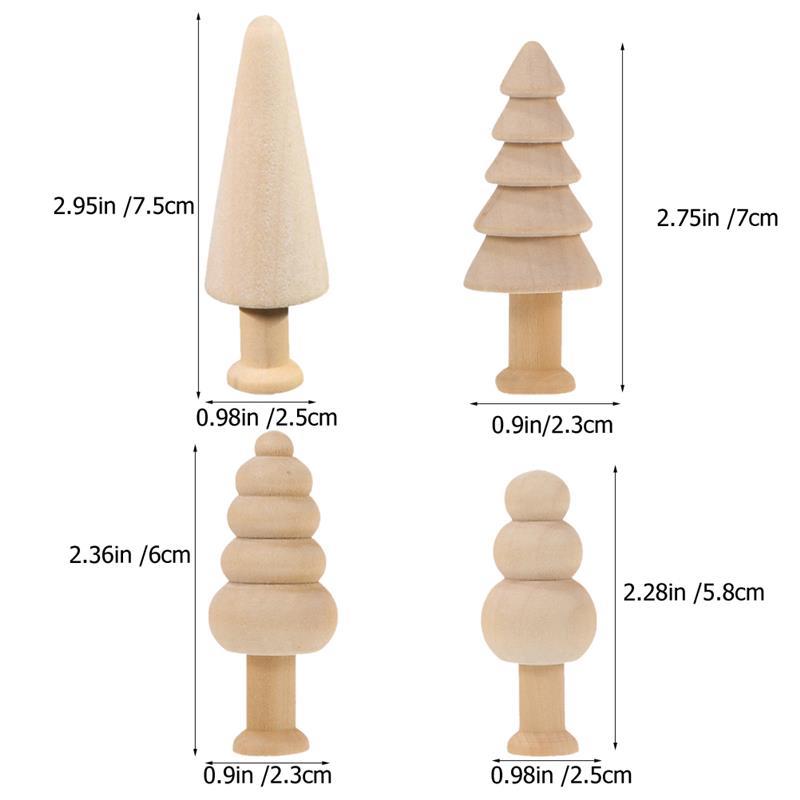 10pcs Unfinished Wooden Christmas Tree Painted Crafts Peg Dolls DIY Craft Graffiti Painting Blank Nursery Ornament Xmas Decor